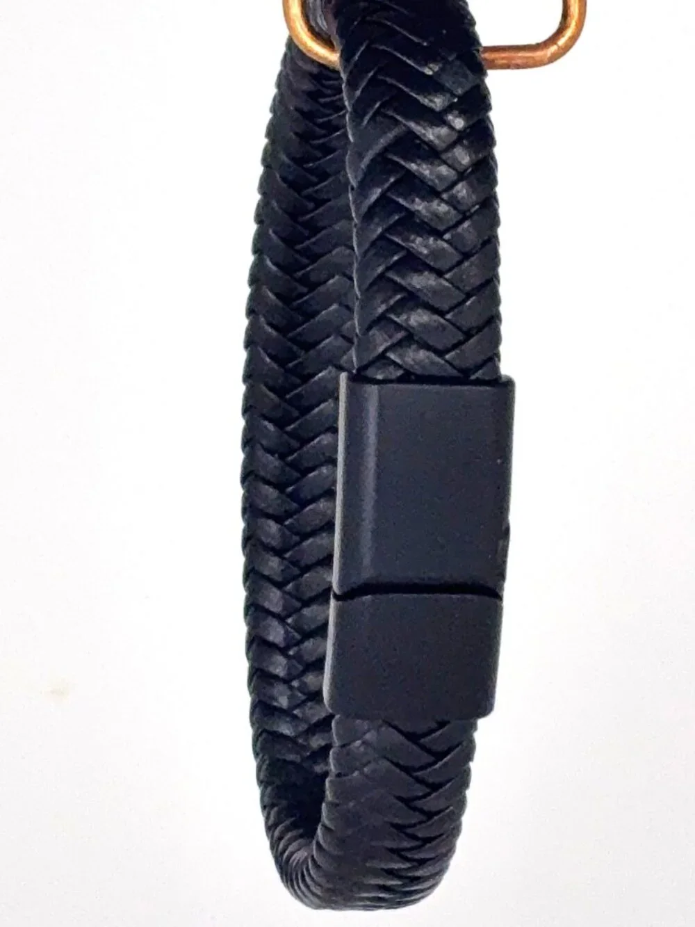Black Braided Leather Bracelet | Magnetic Clasp | Unisex Minimalist Wristband